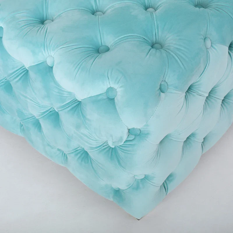 Jaymee Modern Glam Button Tufted Velvet Ottoman