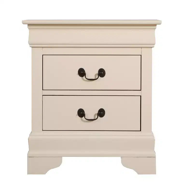 HomeStock 24 in.H x 22 in W Rectangle Beige Finish 2 Drawers Veneer Nighstand For Living Room and Bedroom