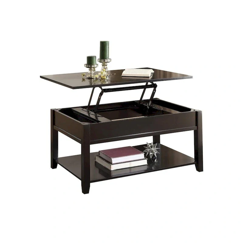 Wooden Coffee Table with Lift Top in Black