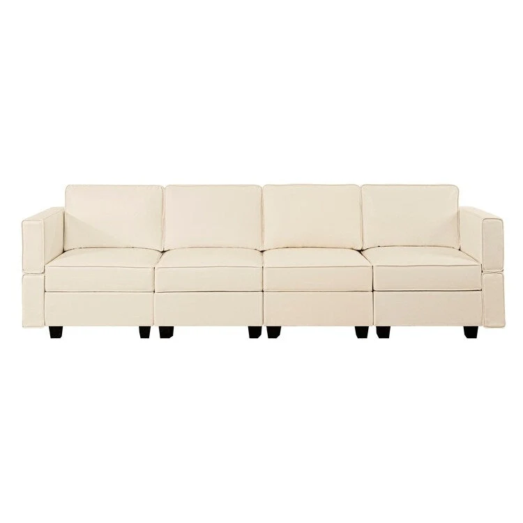 Modular U-Shaped 4 seater Air Leather Sofa with Adjustable armrest and Reversible Chaise