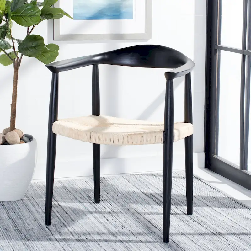 Twisted Rattan Accent Chair, Natural/Black, Single Seat, 25
