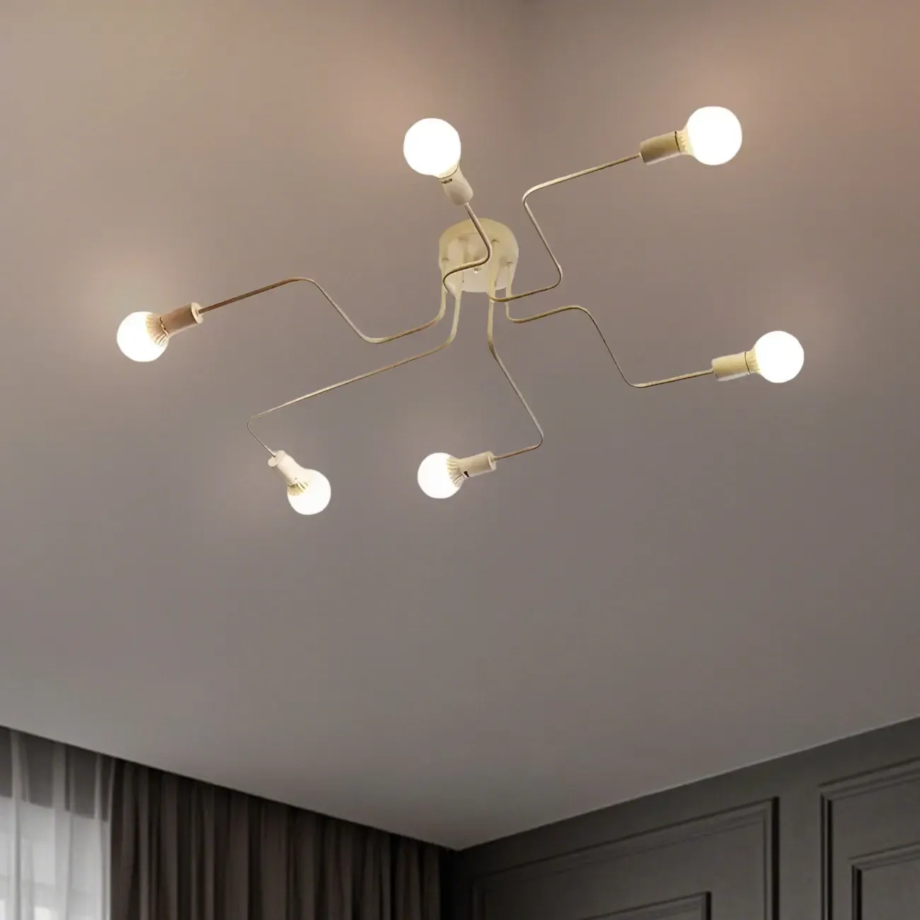 Industrial Branch Metal Semi Flush Ceiling Light
