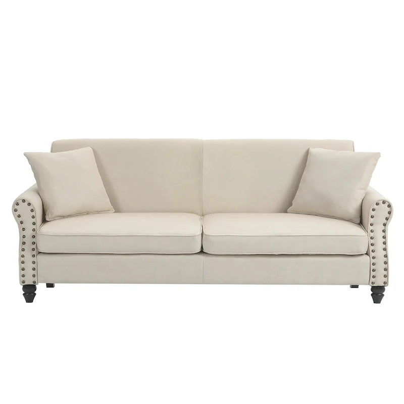 73 Sofa with Nailhead Trim Rolled Arms