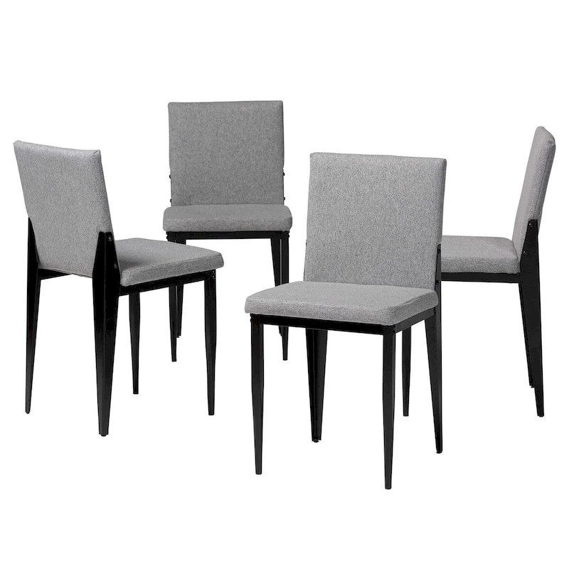 Bishop Industrial Fabric and Metal 4-Piece Dining Chair Set