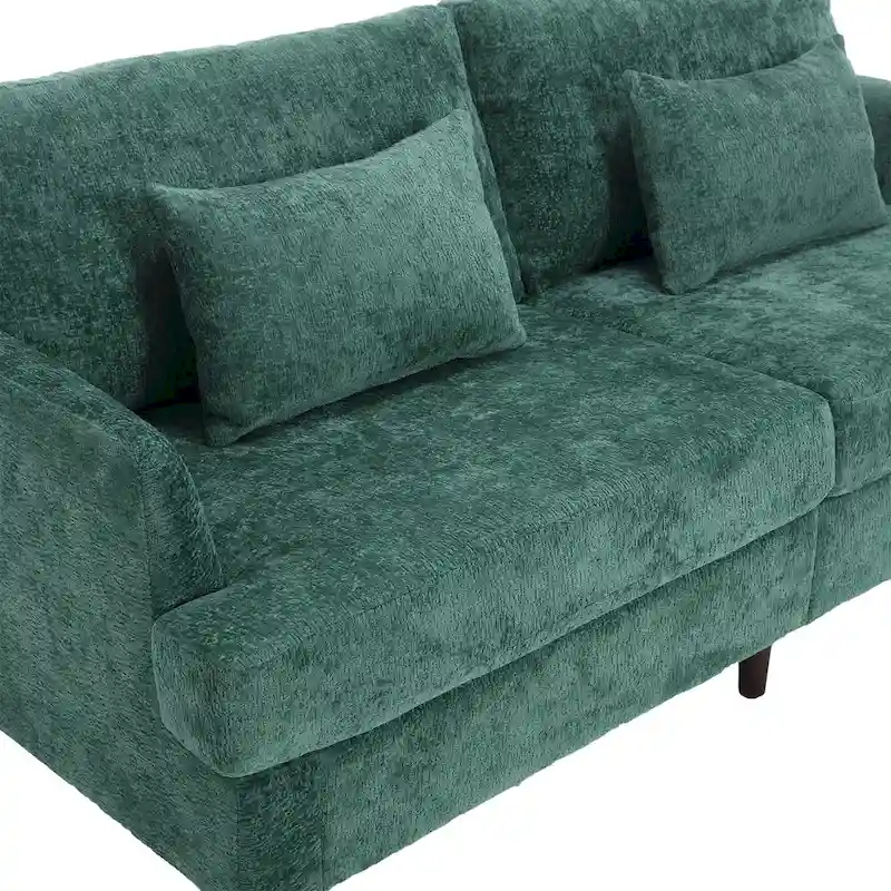 2-Seater Chenille Sofa with Detachable Cushions