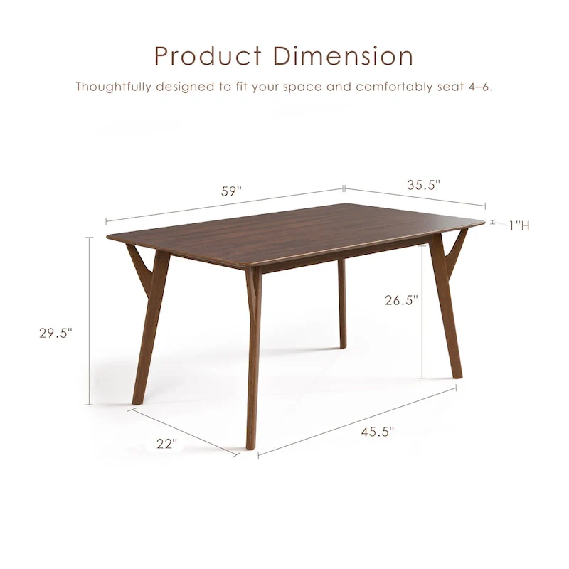 Furniture of America Beck Mid-century 7-Piece Wood Dining Table Set