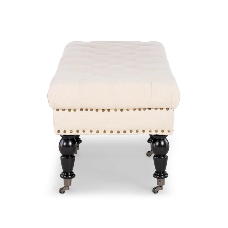 Linon Mendocino Natural Linen Tufted Entryway Bench