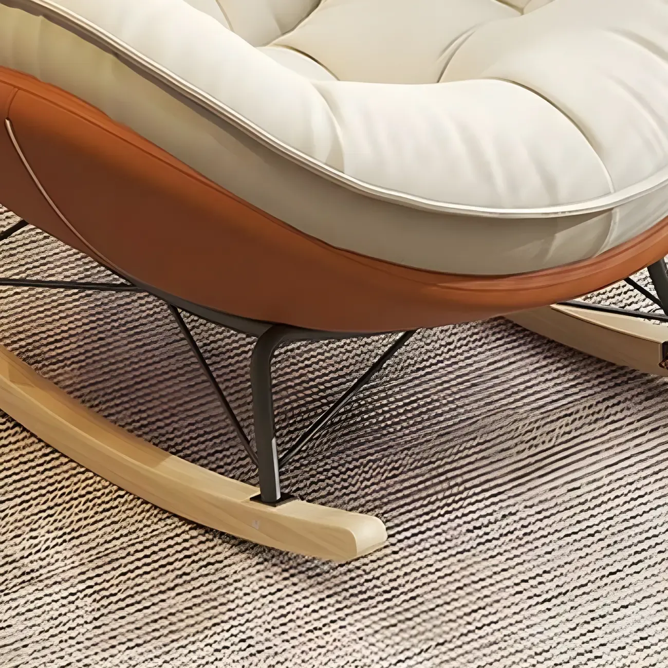 Modern Flannel Upholstered Rocking Chair with Ottoman