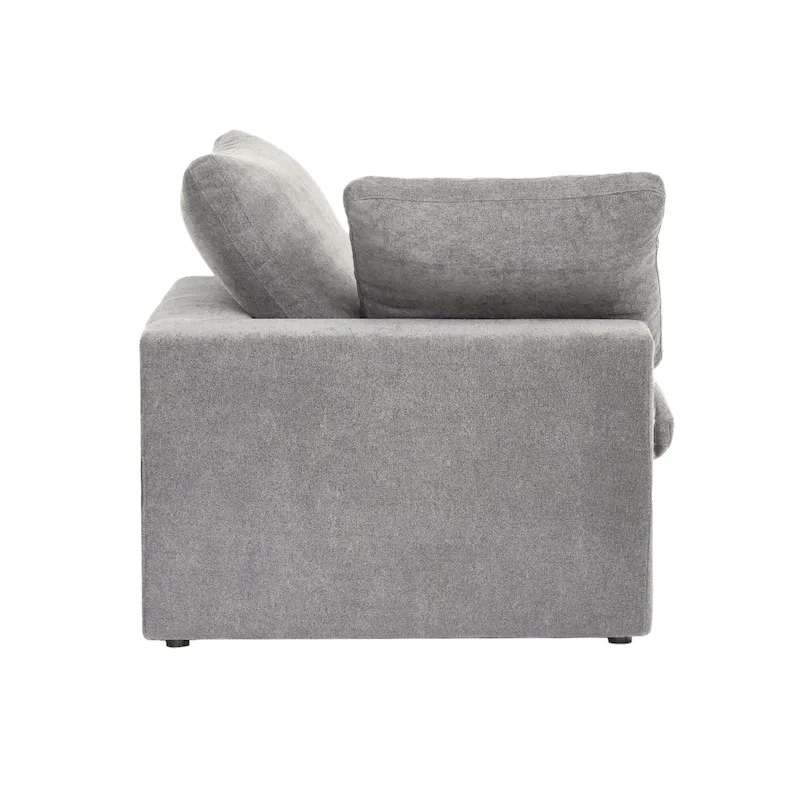 Modern Linen Down Filled Overstuffed Upholstered Sectional Sofa