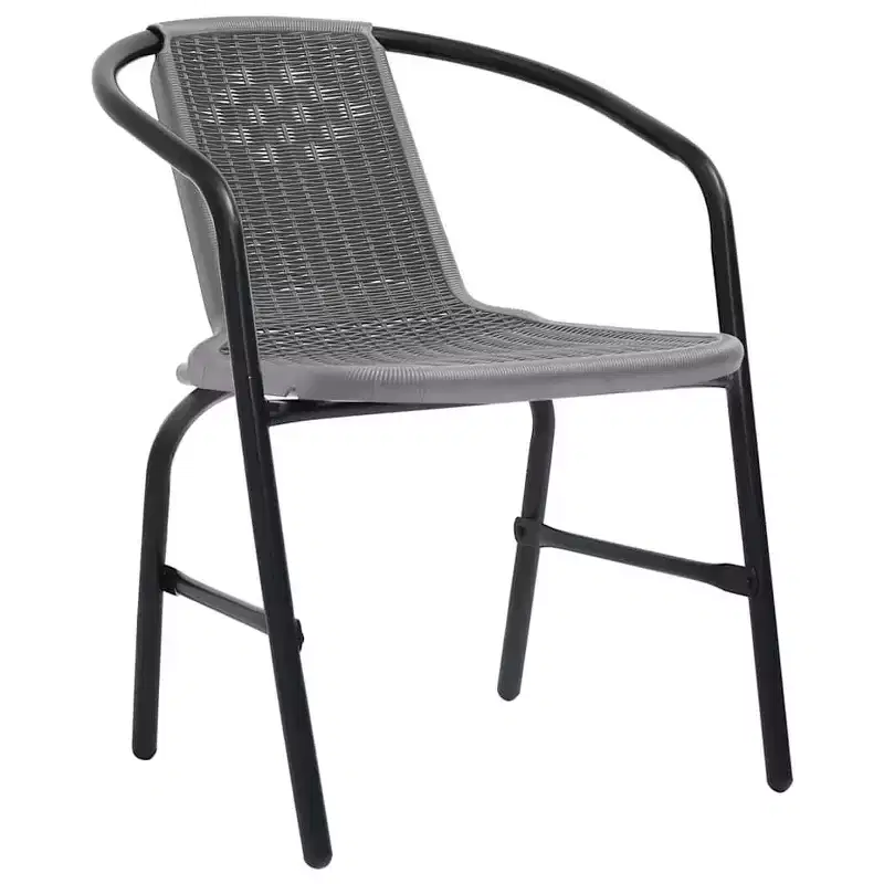 vidaXL Garden Chair Set of 4 Black Plastic rattan, steel Standard