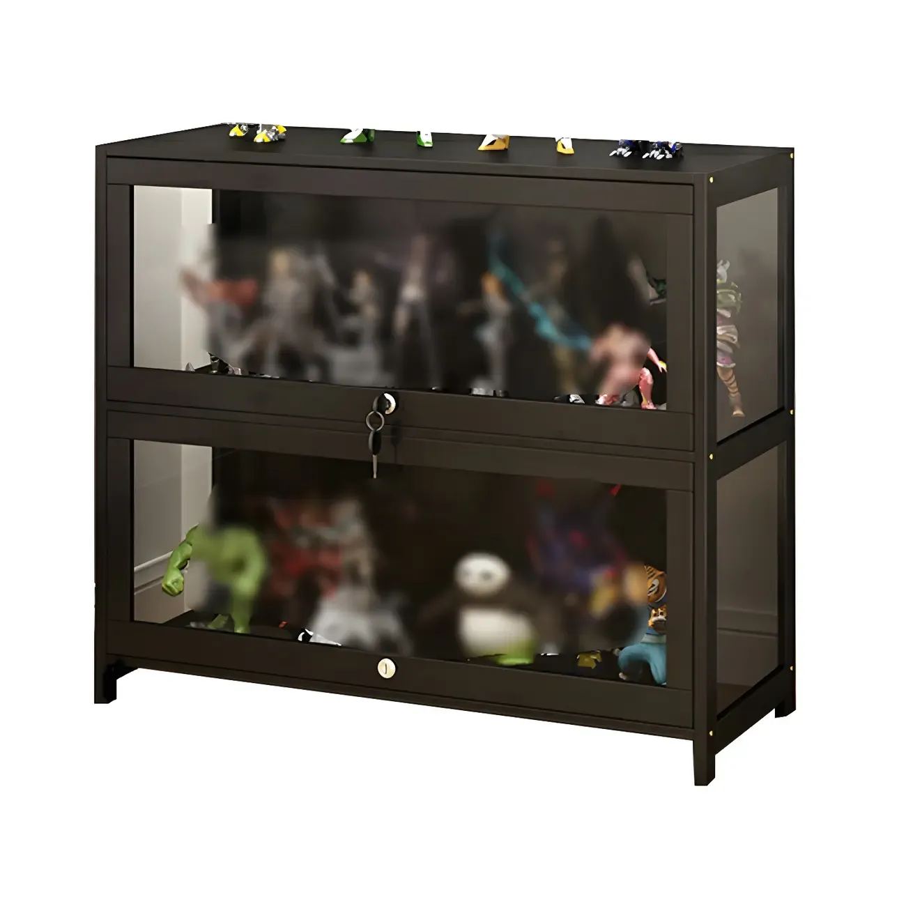Living Room Modern Black Glass Figurine Display Cabinet