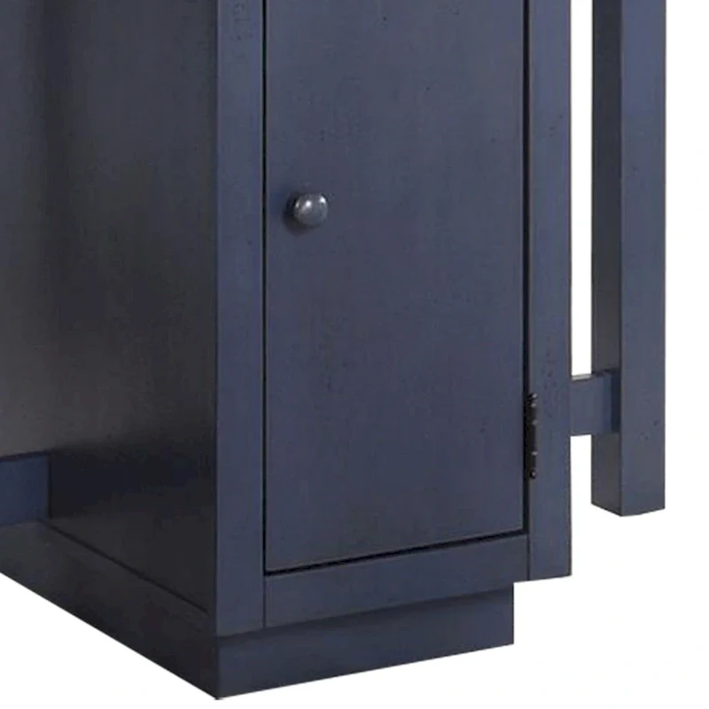 5 Piece Counter Height Dining Table Set, 4 Stools, Antique Oak, Blue Wood