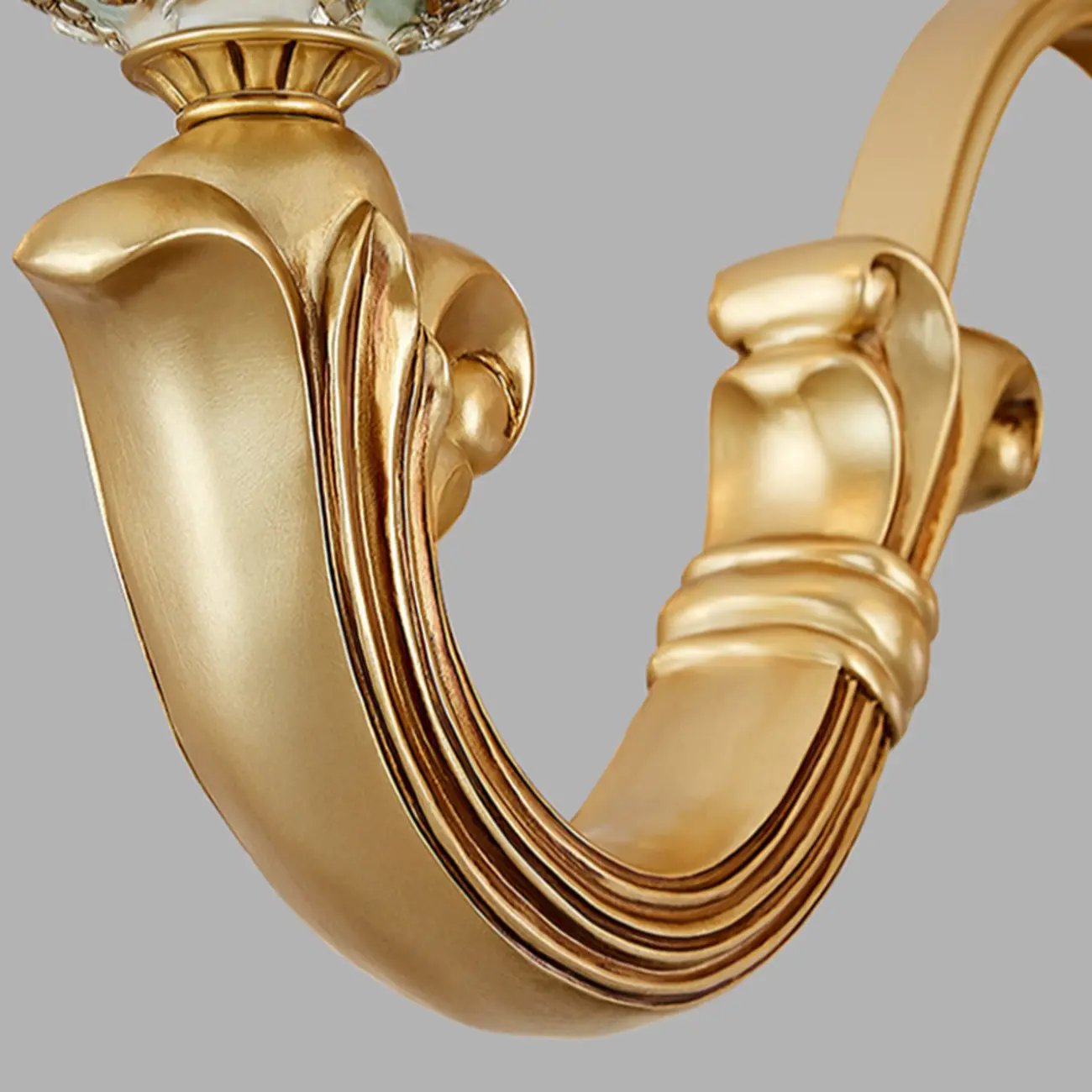 Antique Gold Ceramic Chandelier with Frosted Glass Bell Shape