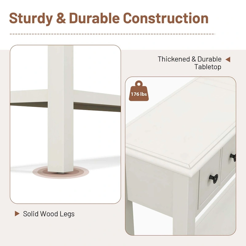 Costway 60 Console Table Retro Entryway Sofa Table with 4 Drawers & - See Details