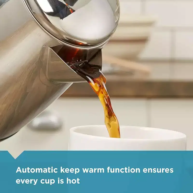Farberware 8-Cup Stainless Steel Electric Percolator with Keep-Warm Function and Detachable Cord, Black