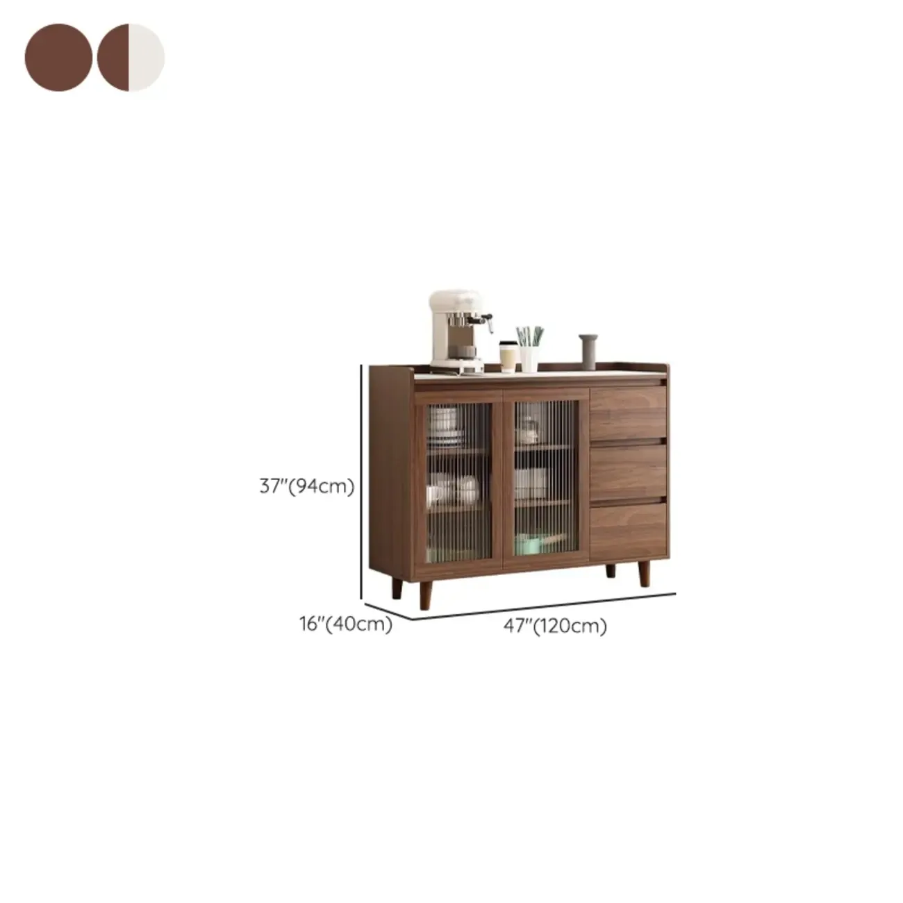 Modern Wood Sideboard with Glass Countertop