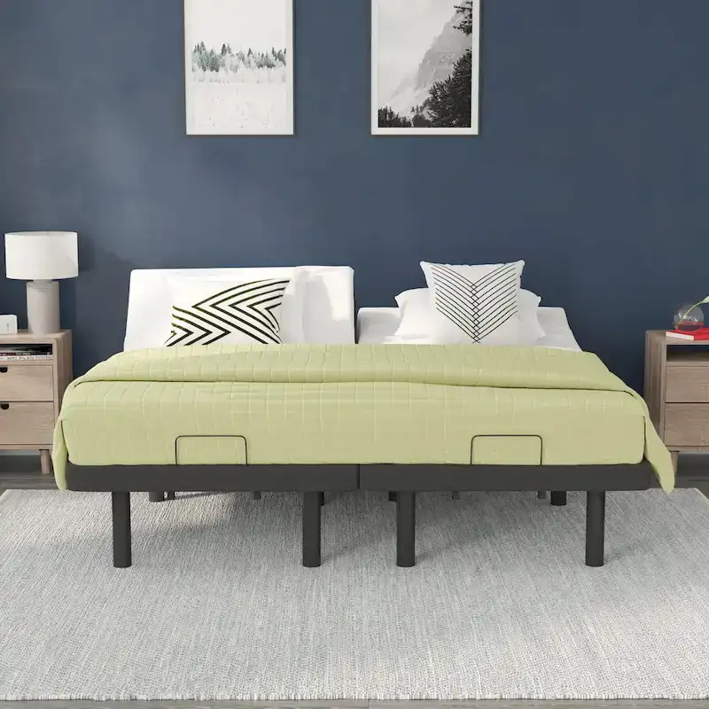 Anti-skid Upholstered Adjustable Bed Base with Wireless Remote