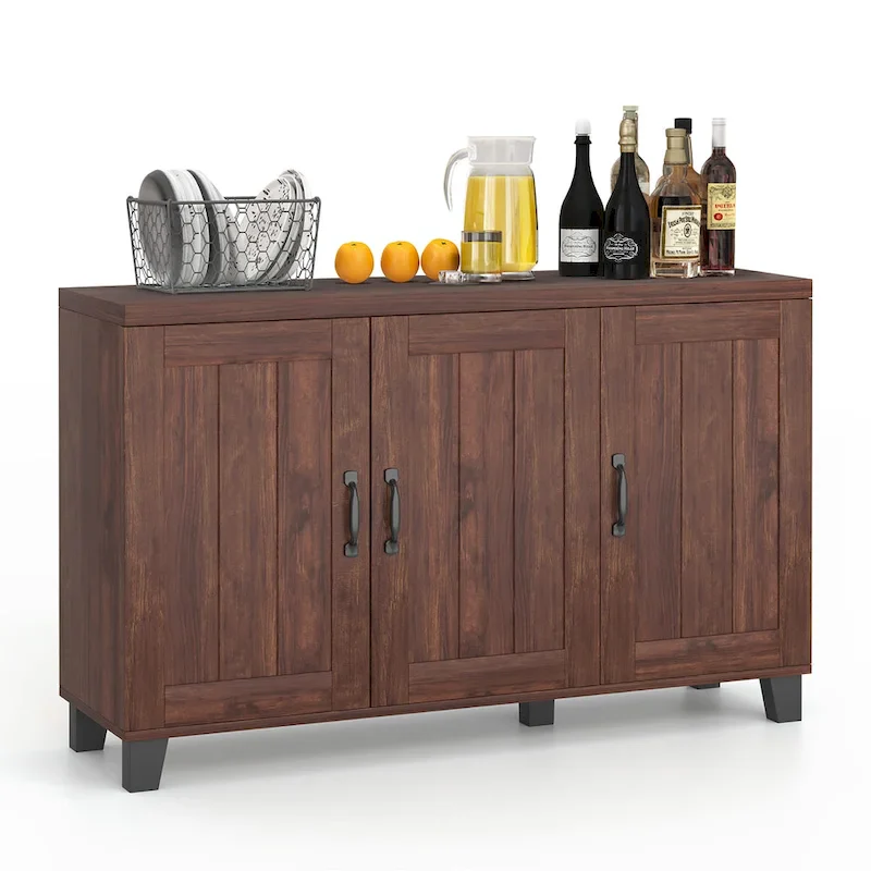 3-Door Storage Sideboard, White Wash / Brown