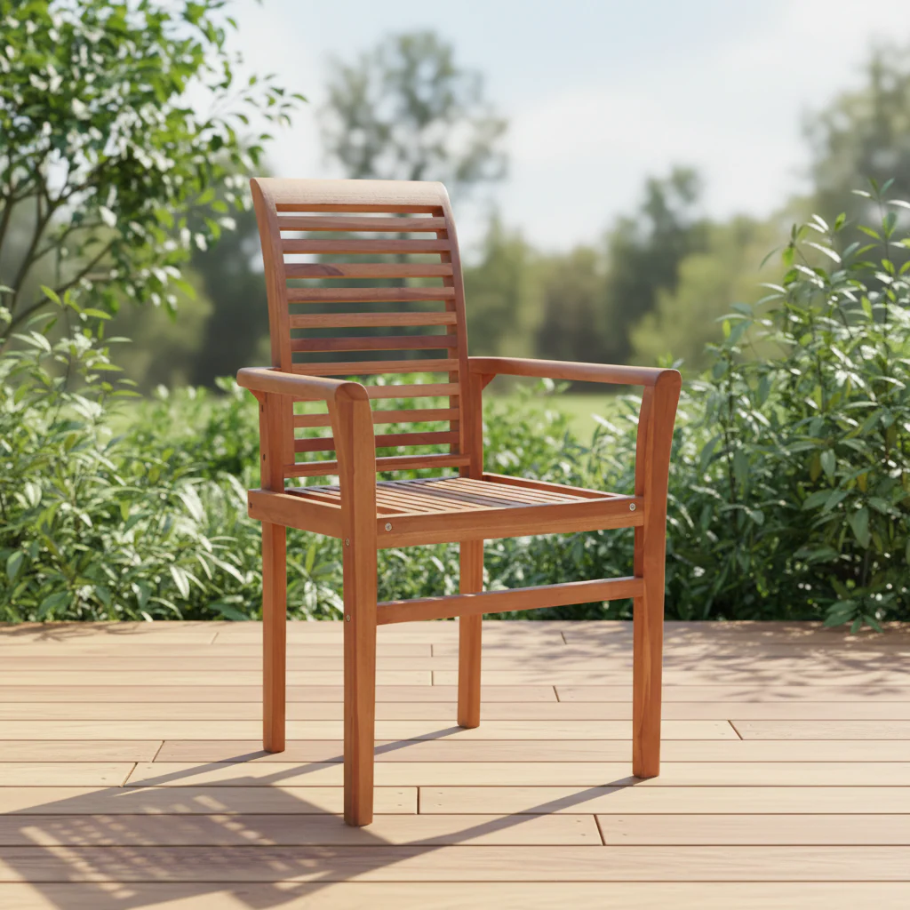 Brown Slatted Stacking Dining Chair, Set of 6