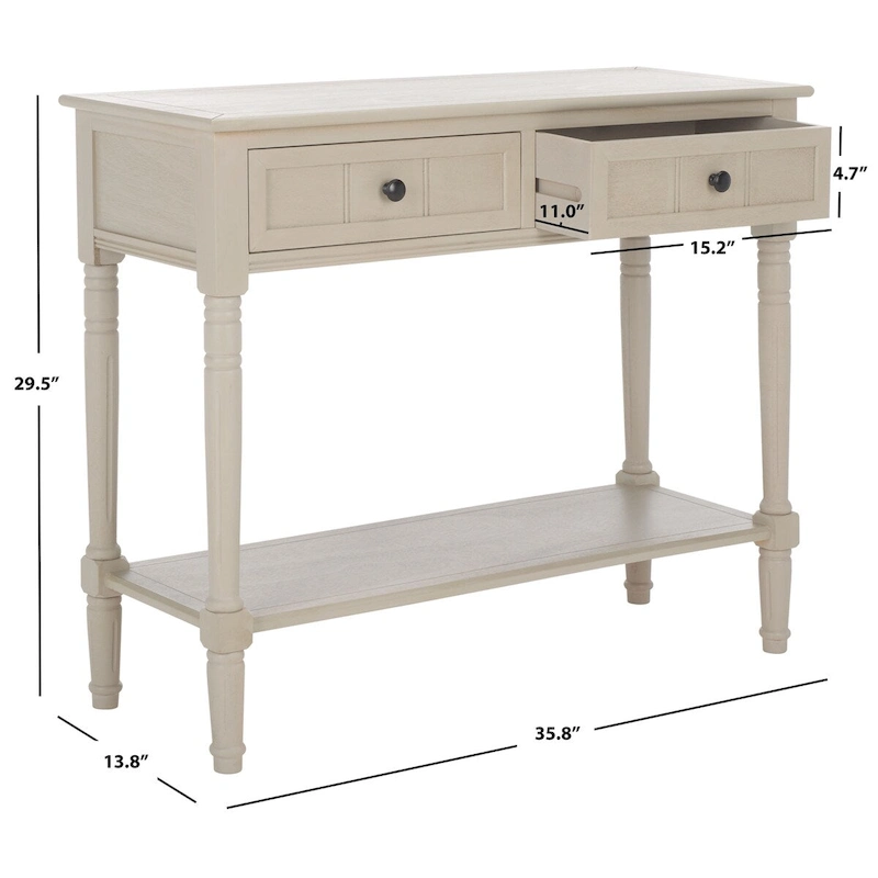 SAFAVIEH Camilla Grey 2-Drawer Console Table - 35.8 x 13.8 x 29.5 - 36Wx14Dx30H