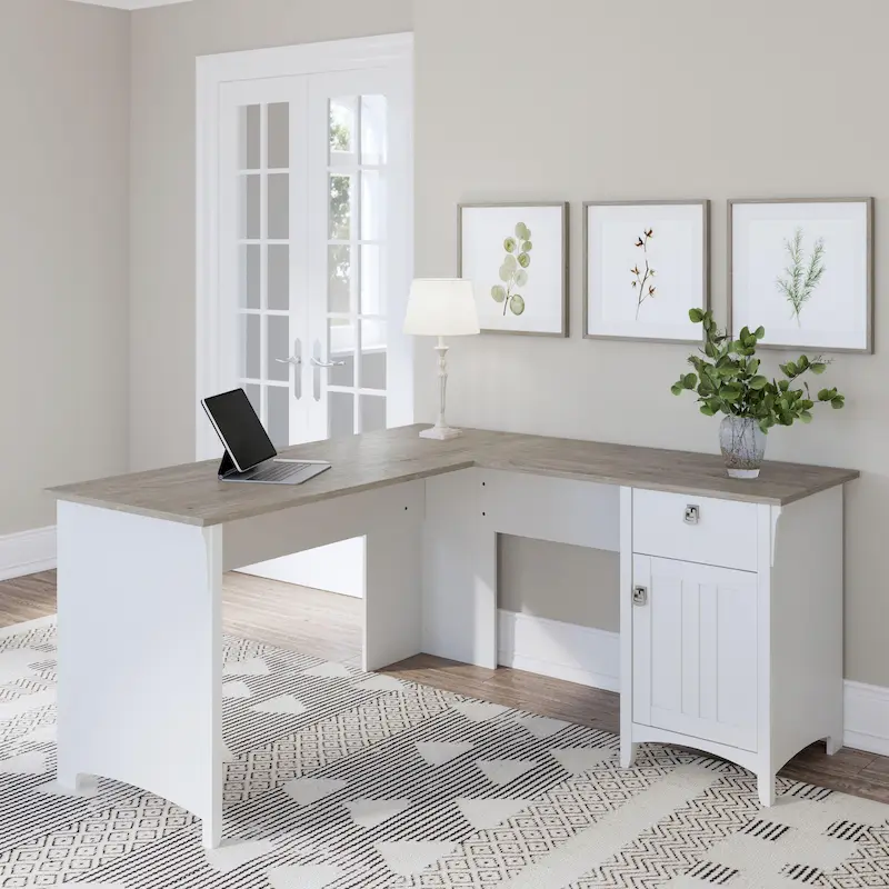 Bush Furniture Salinas 60W L Shaped Desk with Drawers and Storage