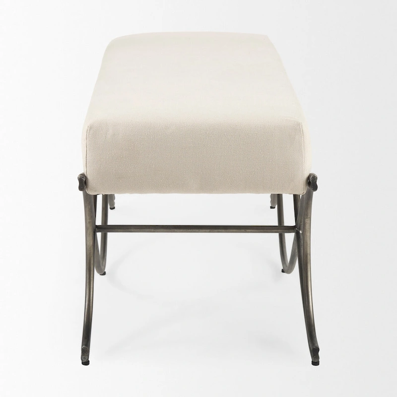 Ayla Gray Fabric Seat w/ Dark Nickel Metal Frame Bench
