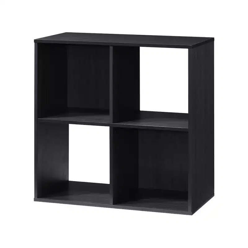 AndMakers 24.25 in. H x 23.5 in. W x 11.61 in. D Espresso Wood 4-Cube Storage Organizer