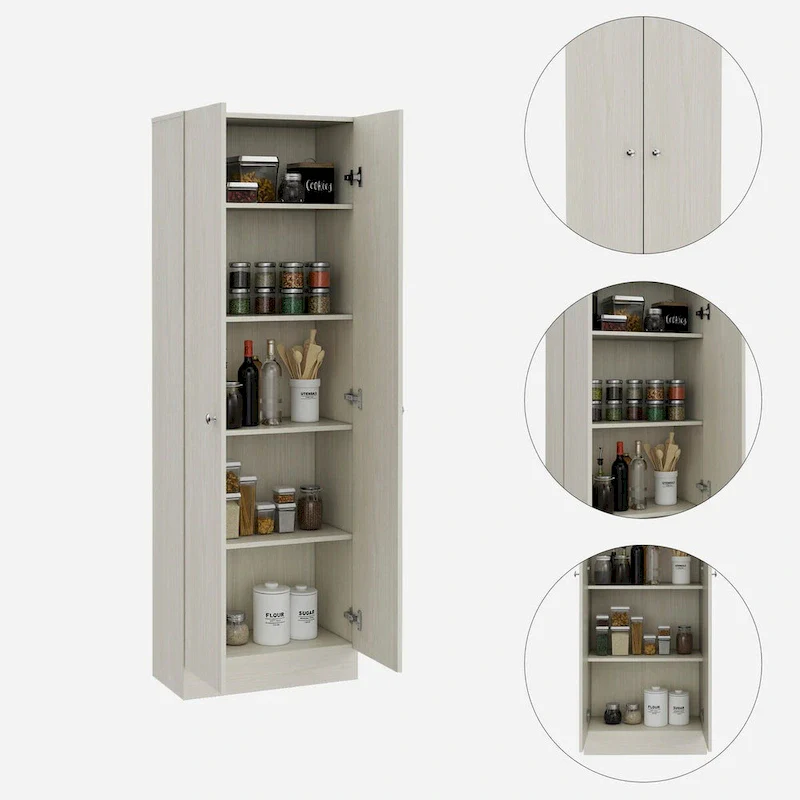 White / Black / Oak Freestanding Storage Cabinet with 10 Shelves