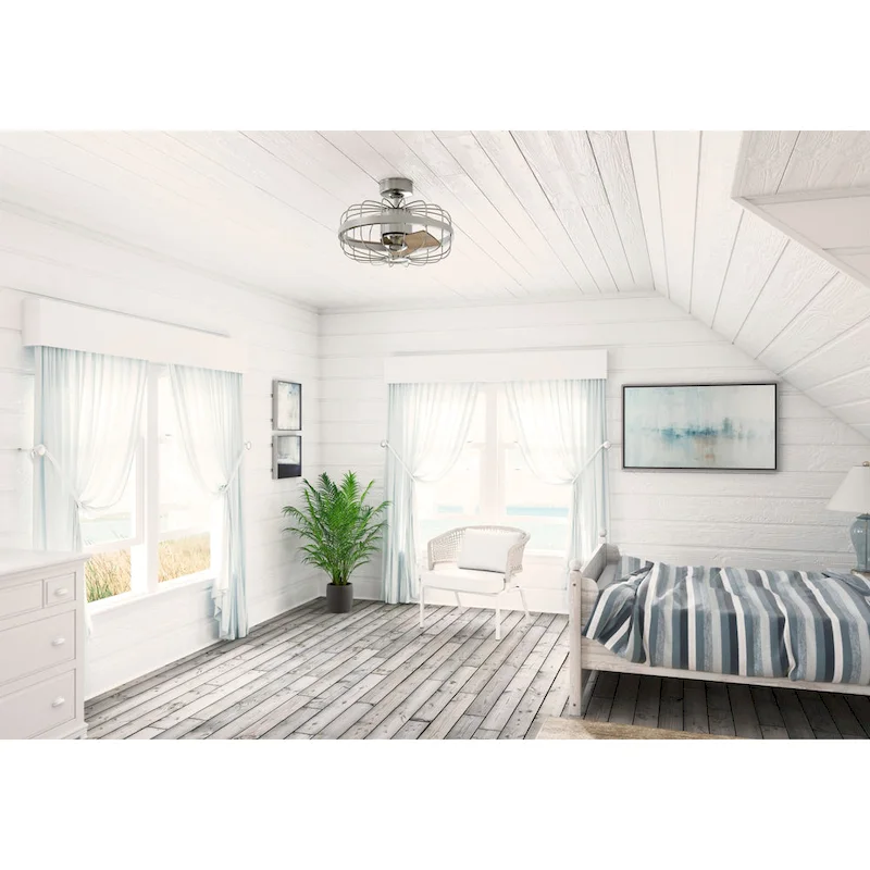 Hunter Roswell Ceiling Fan with Wall Control - Caged, 6-Speed - Farmhouse, Industrial, Transitional