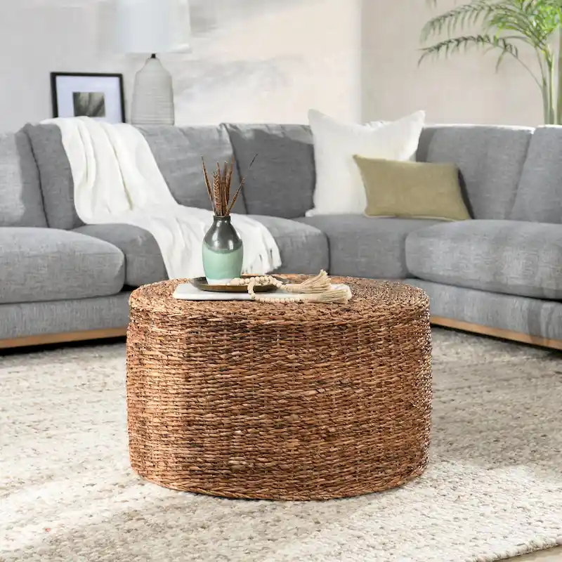 Natural Brown Rattan Round Coffee Table