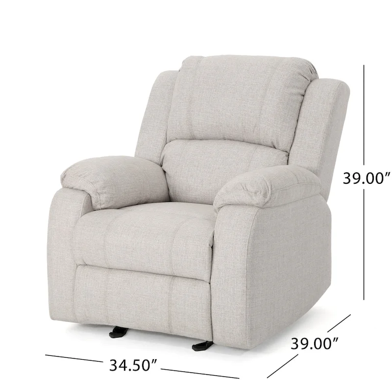 Slate / Beige / Grey Polyester Fabric Gliding Recliner with Pillowtop Arms – Classic Style, Seats 1