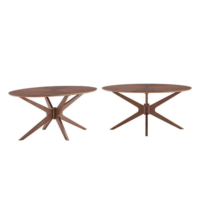 Walnut Oval Mid-Century Dining Table, 4-Person