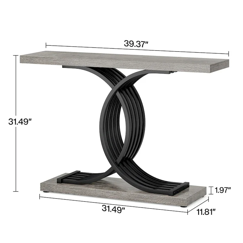 Faux Marble Console Table with Gold Metal Frame - White/Gold - 40