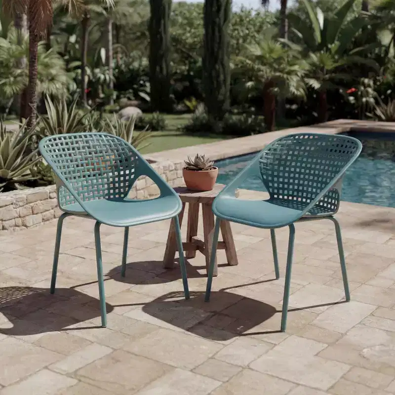Christopher Knight Home Chaitanya Modern Patio Iron and Plastic Chairs (Set of 2)