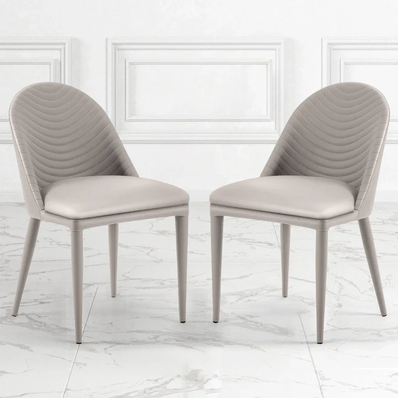 Fully Assembled Microfiber Leather Upholstered Dining Chairs, Set of 2 - 22.44D x 18.5W x 32.28H