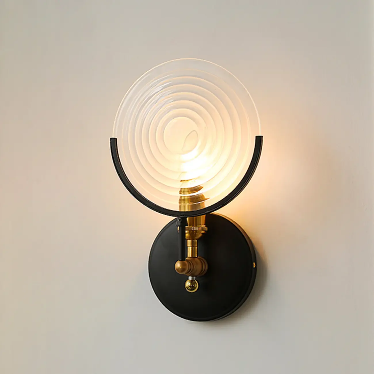 Stylish Glass Disc LED Wall Sconce Metal Support for Indoor
