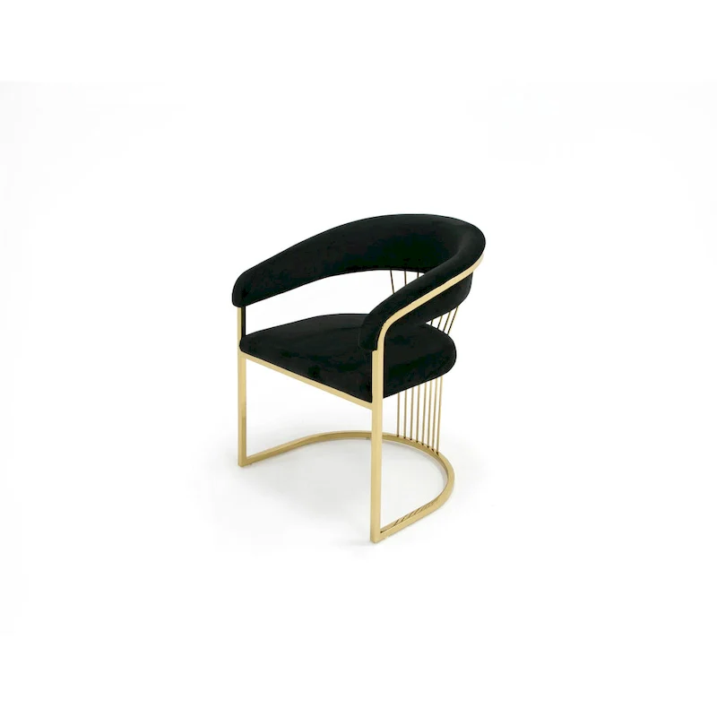 Modrest Linda Modern Black Velvet and Gold Dining Chair