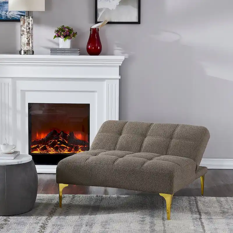 Convertible Sofa Bed Futon with Solid Wood Legs Linen Fabric Musterd Green