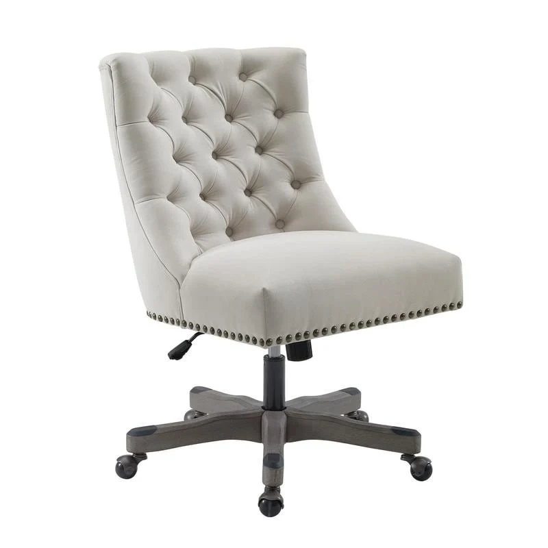 Office Chair - Gray Wood Base - Button Tufted