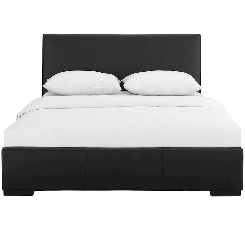 Black Faux Leather King Platform Bed Frame with Headboard – Contemporary Style, Sleeps 1–2
