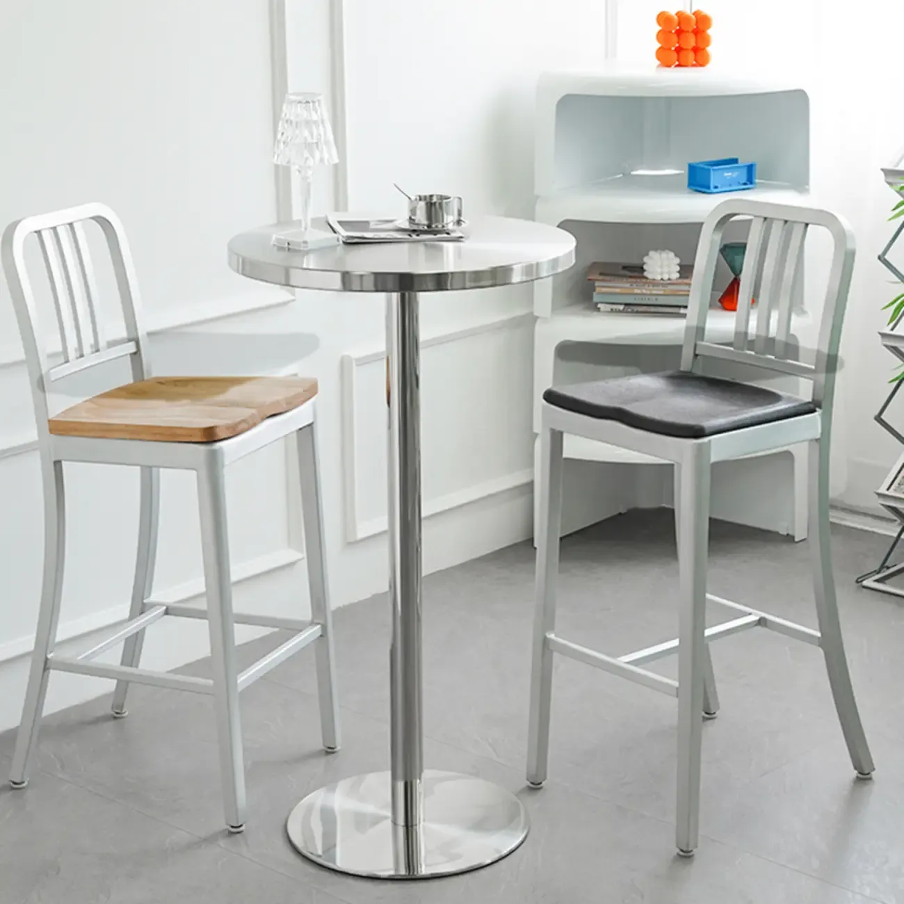 Industrial Silver Stainless Steel Bar Table