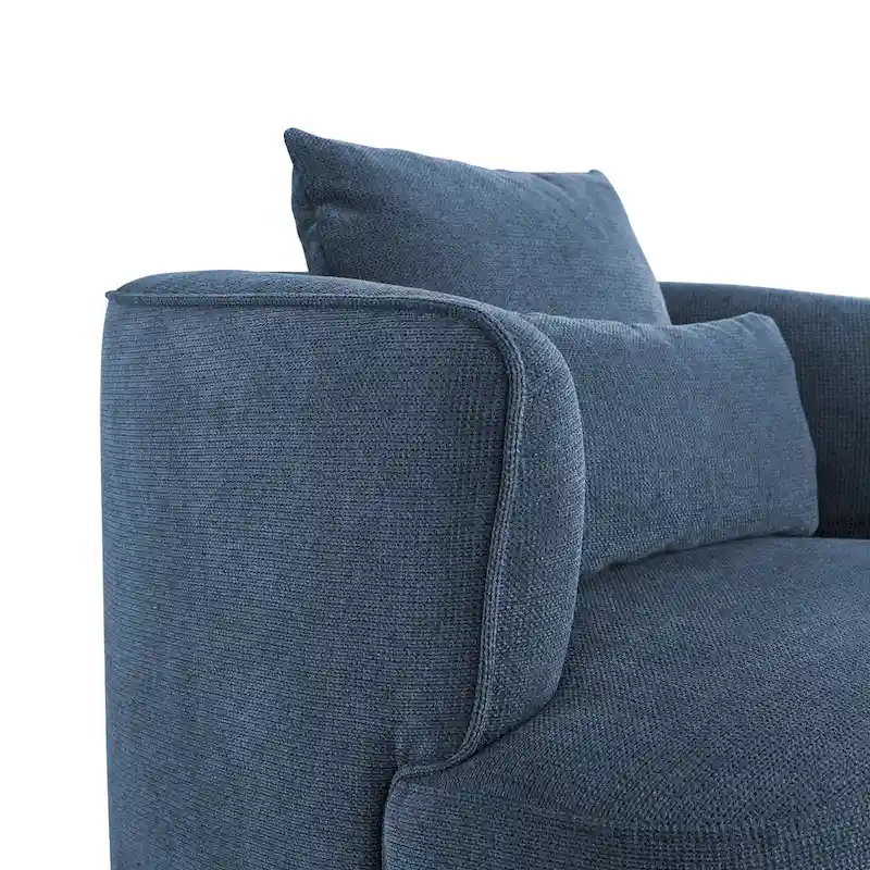 Swivel Accent Armchair Fabric Blend, Modern Barrel Living Room Sofa Chair - 32.7 W x 32.7 D x 26.8 H
