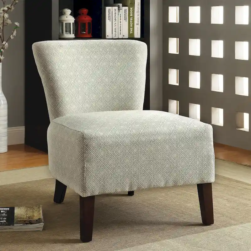 Ivory / Red Geometric Pattern Accent Chair, Single Seat