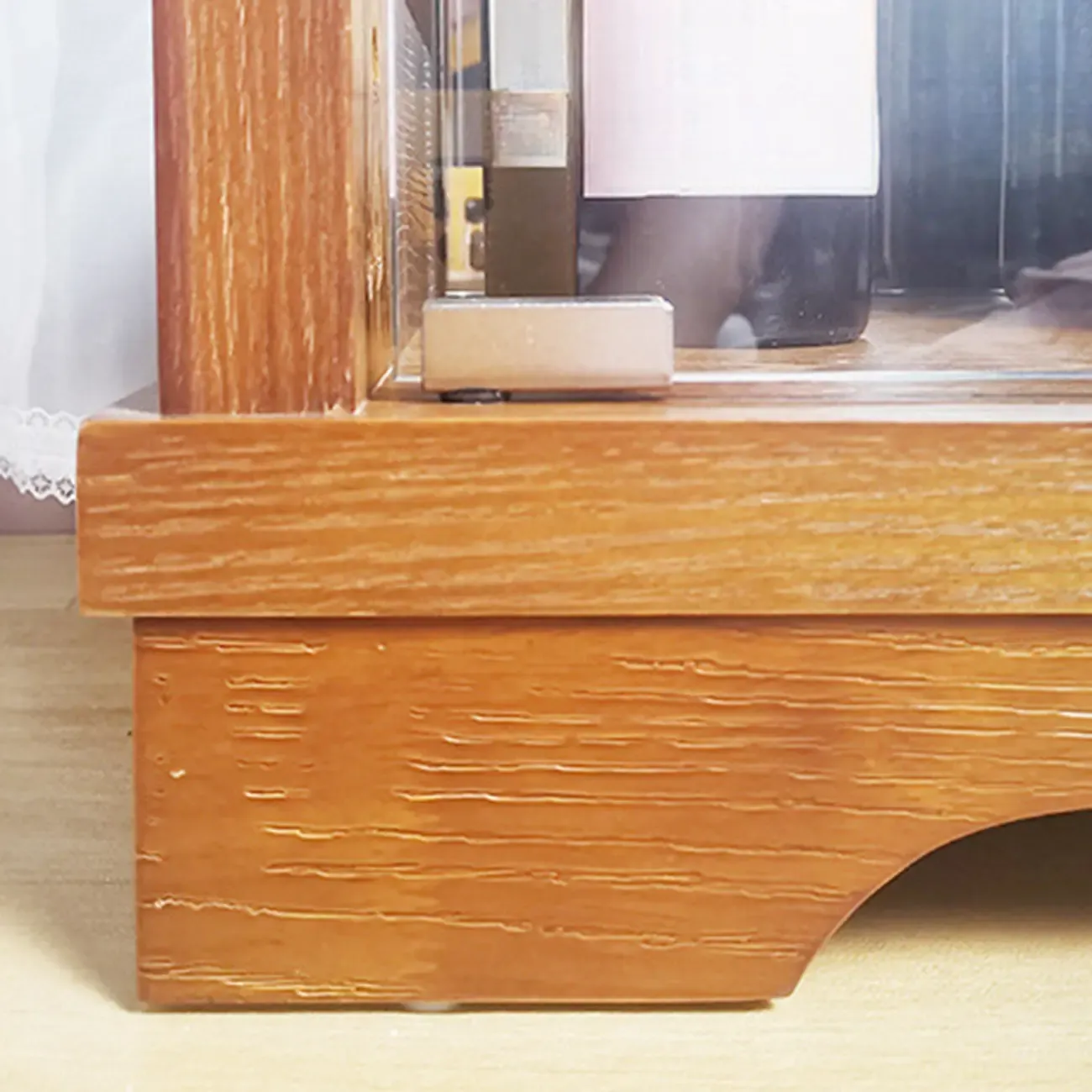 Modern Natural Wood Wine Rack with Glass Shelf