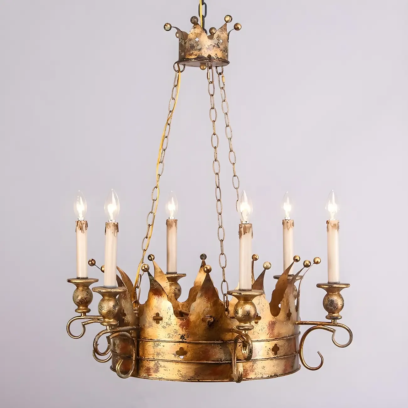 Gold Crown Iron Structure Royal Style Chandelier