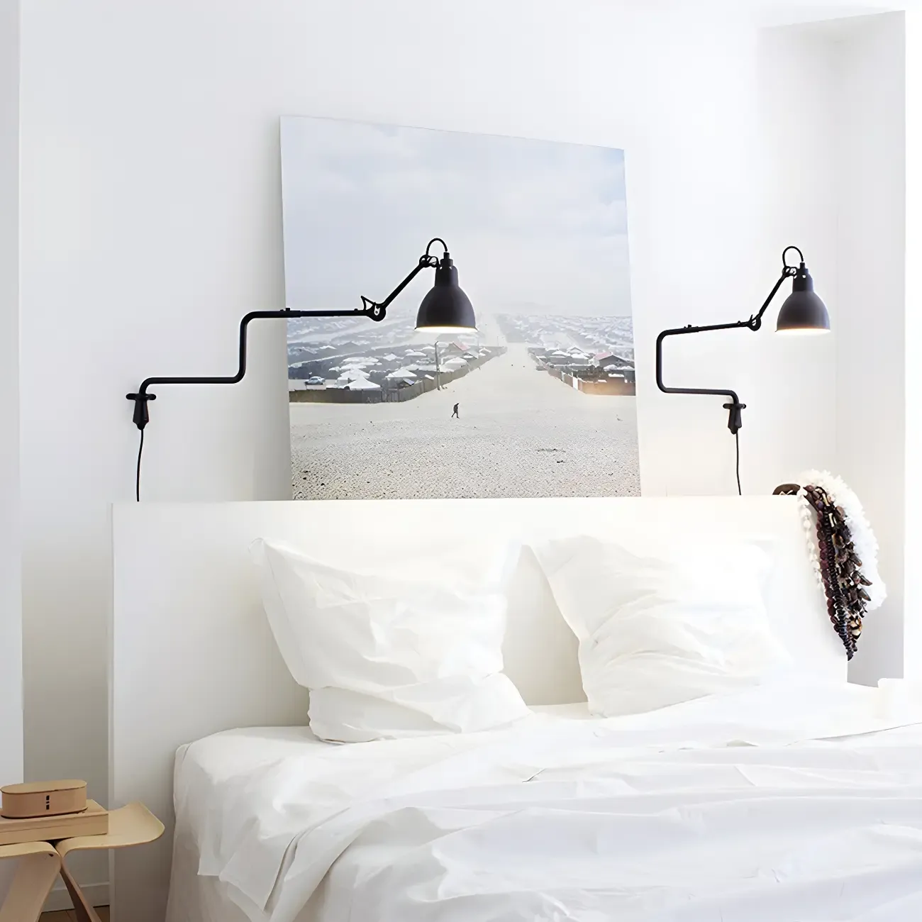 Industrial Black Swing Arm Aluminum Shade Wall Light