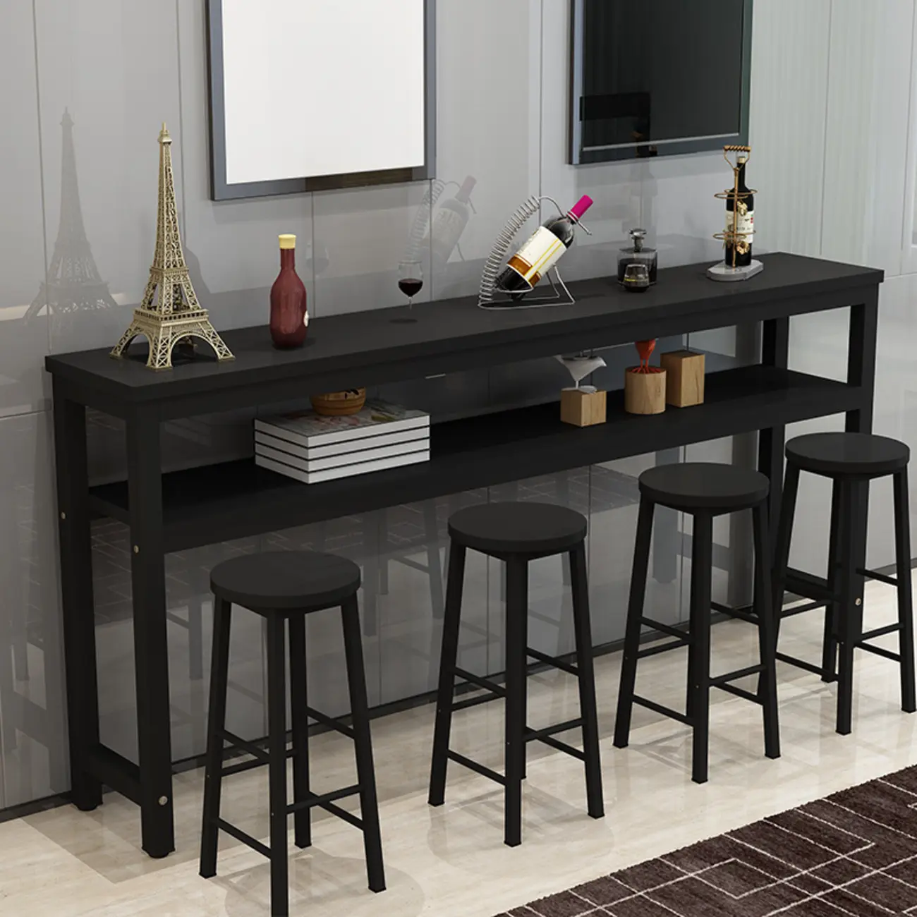 Modern Reddish Engineered Wood Bar Tables