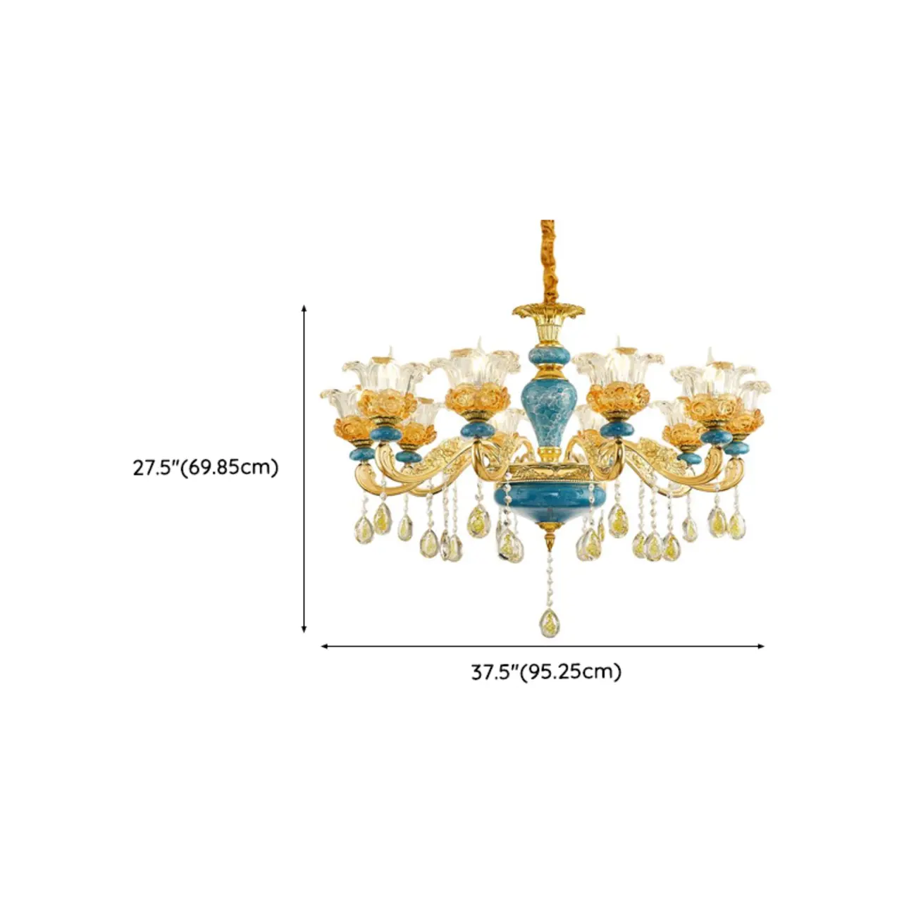 Large Luxury Brass Flower Shape Clear Glass Chandelier