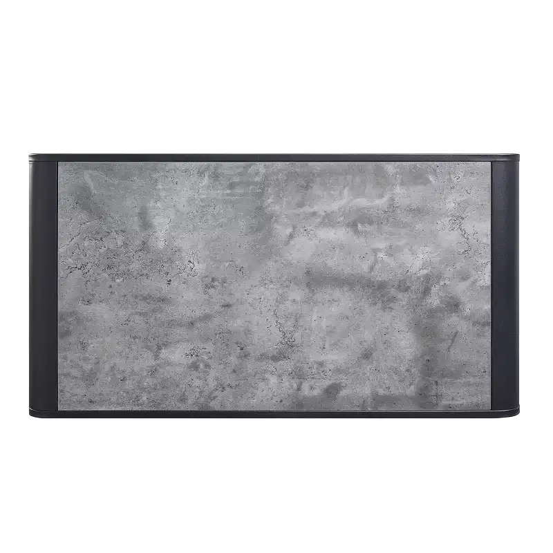 Acme Furniture 42" Raziela Coffee Table Concrete Gray and Black Finish: Loop Leg Design, Wood Composite Top, Metal Frame