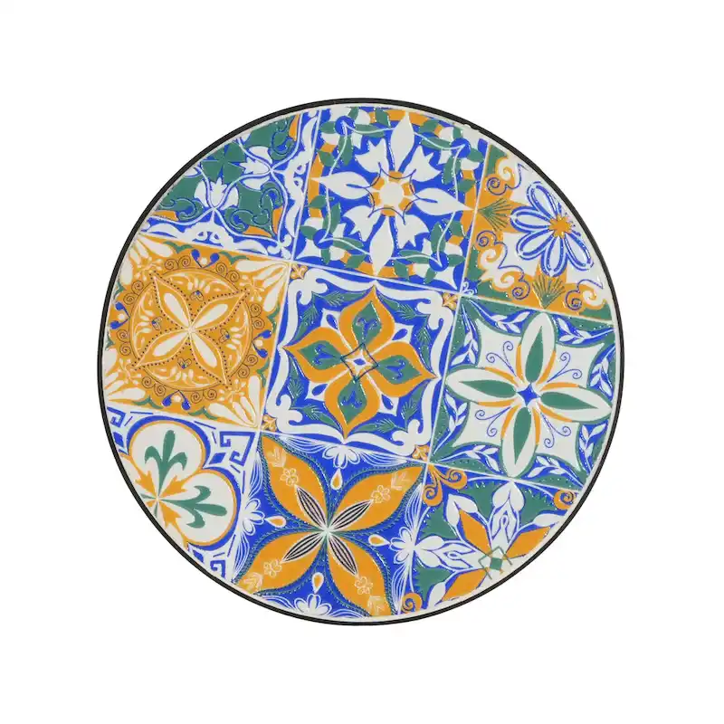 Patio Side Table,Blue+Black